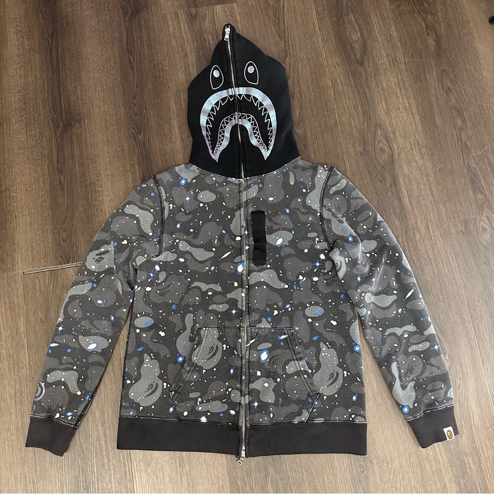 Bape A Bathing Ape Shark Galaxy Space Full Zip Hoodie Authentic